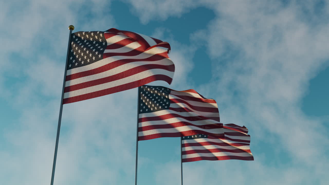 Three American flags in the sky during Memorial Day Celebration