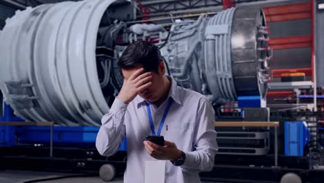 worker dealing with a problem at factory