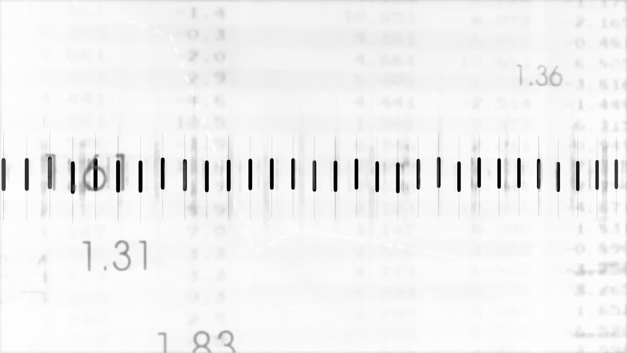 Animation of white lines over numbers on white background