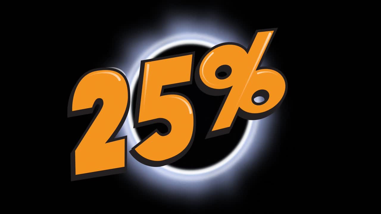 animación del 25% de texto sobre los círculos.