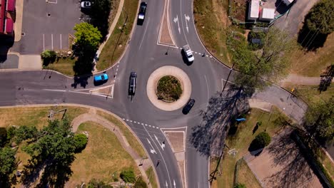 aerial shot of kosciuszko roundabout road in jindabyne, new south wales, australia