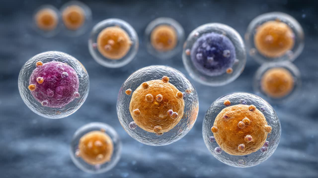 Microscopic Visualization of Diverse Cells in Motion, Highlighting Unique Structures and Intricate Patterns Observed in Cellular Biology Research