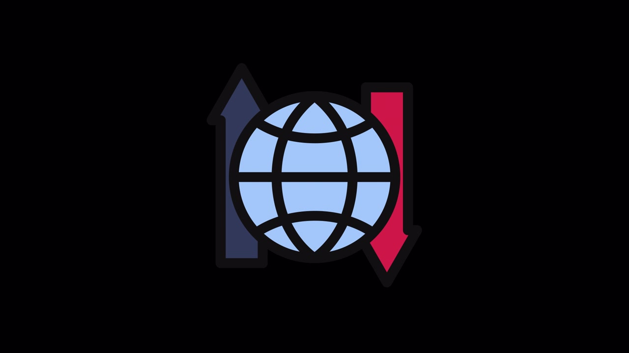 Animated Icon of Globe with Up and Down Data Arrows