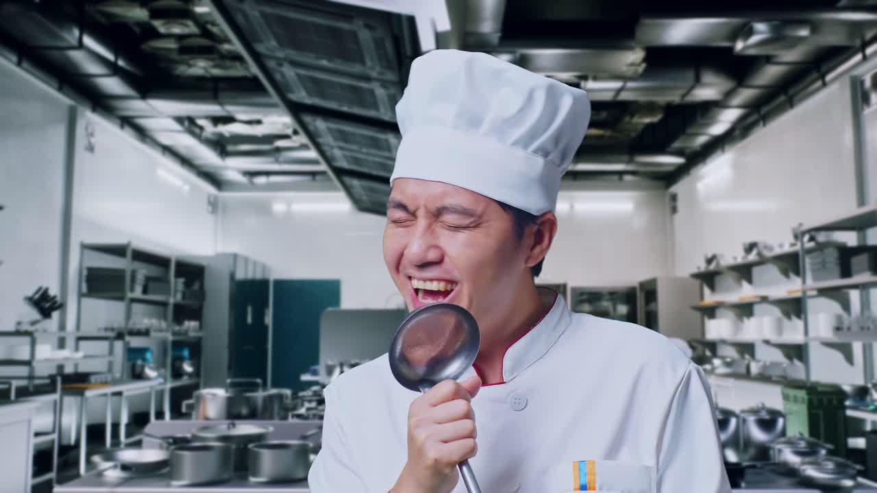 chef cantando en una cocina