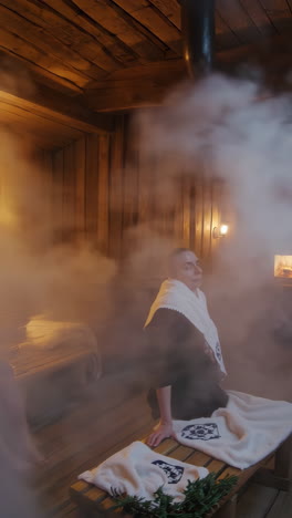 relaxing in a sauna