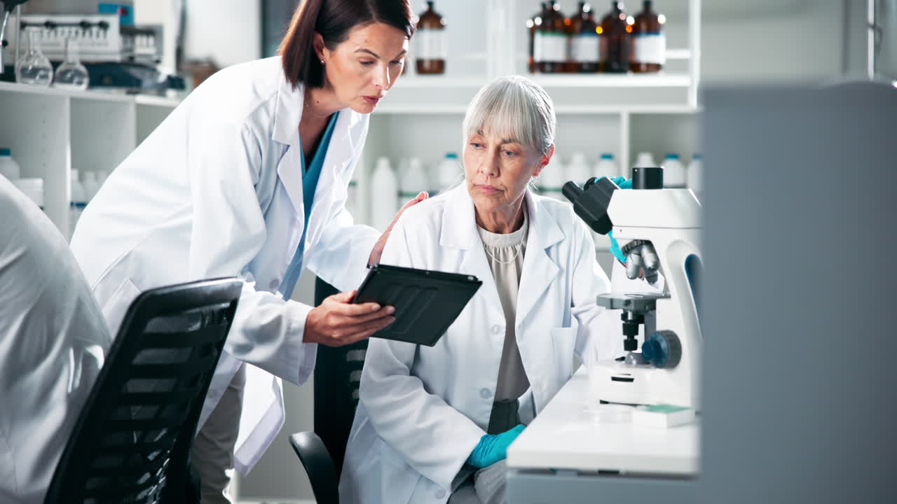 Scientists working in a medical research laboratory