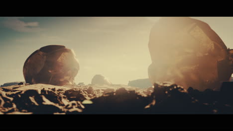 alien desert landscape at sunrise