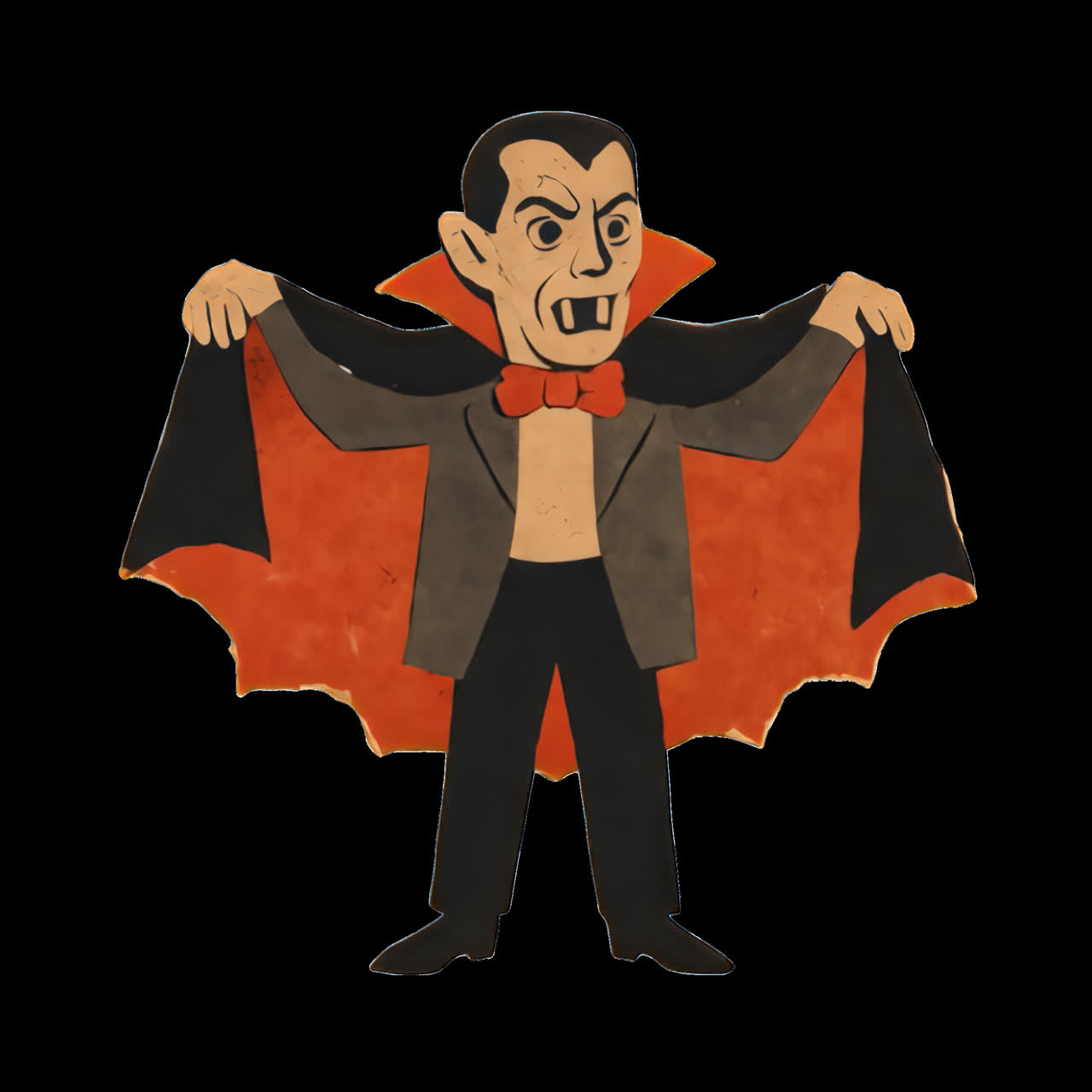 Cartoon vampire Halloween character animation isolated asset, transparent 4K video, alpha channel