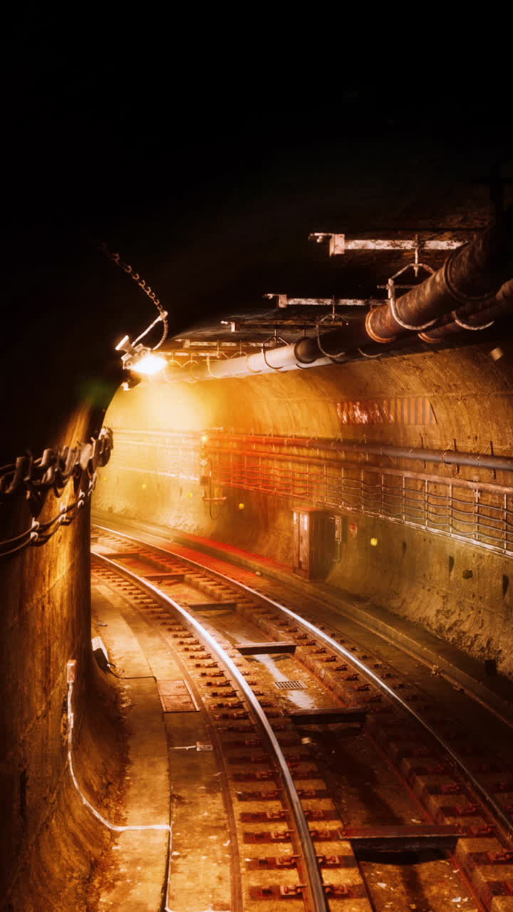 viejo y oscuro túnel de metro abandonado