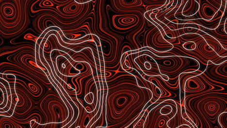 animation of white map lines over red liquid background