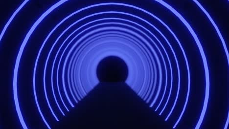 Animation-of-neon-moving-tunnel-changing-colours-on-black-background