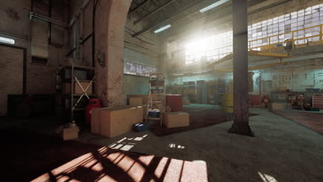 interior of an old industrial warehouse