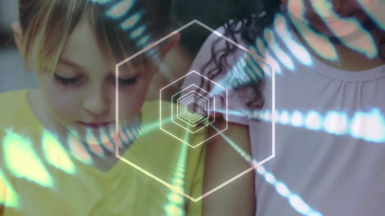 animación de conexiones y procesamiento de datos sobre niños en edad escolar