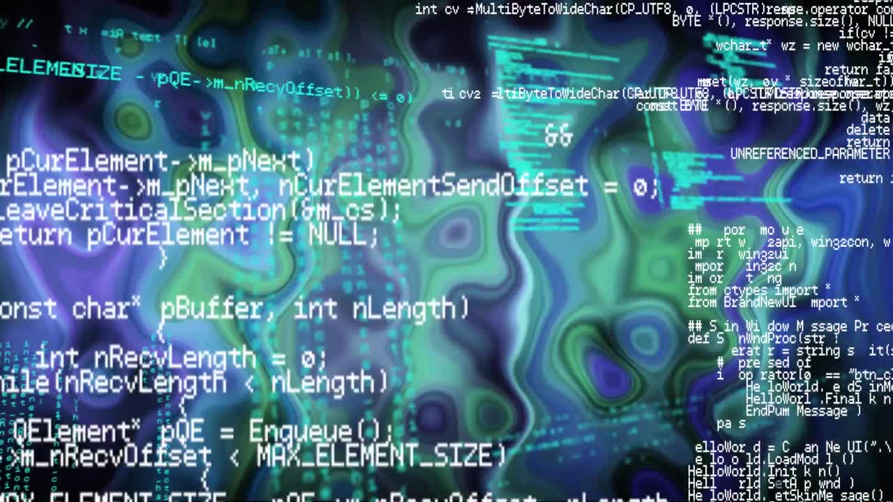 Animation of data processing on blue background