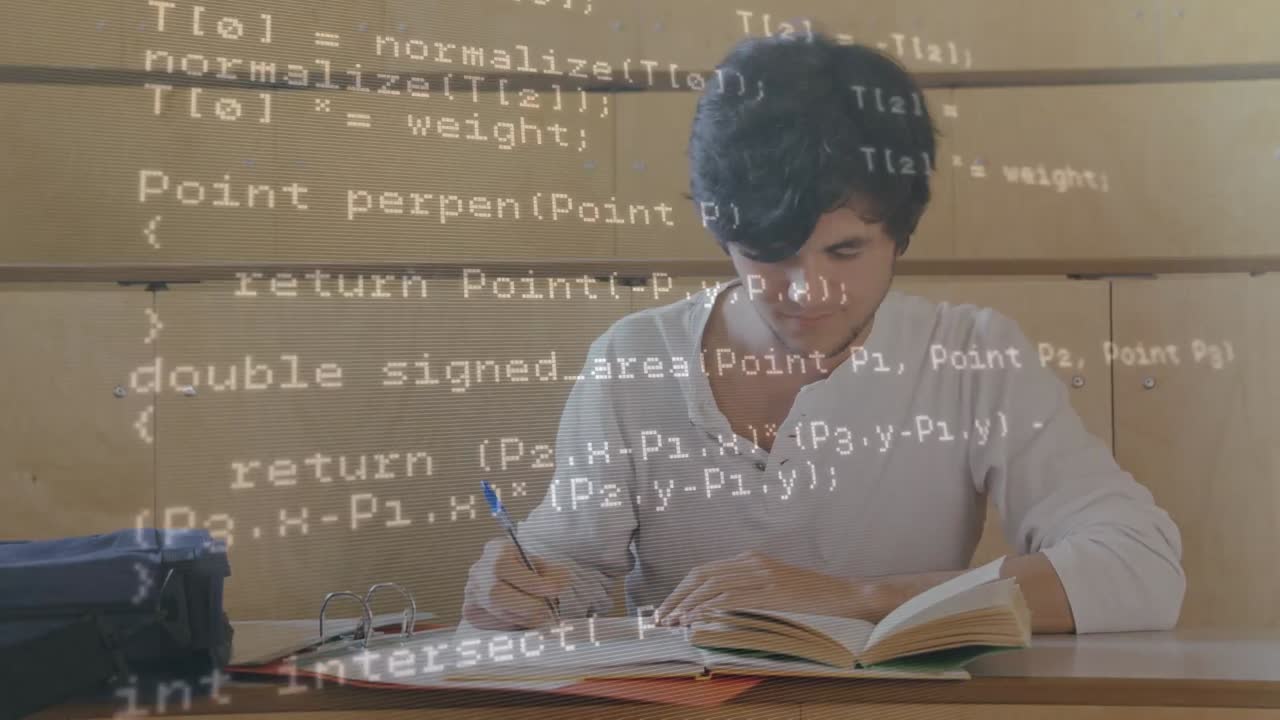 procesamiento de datos contra estudiantes varones biraciales que estudian en clase en la universidad