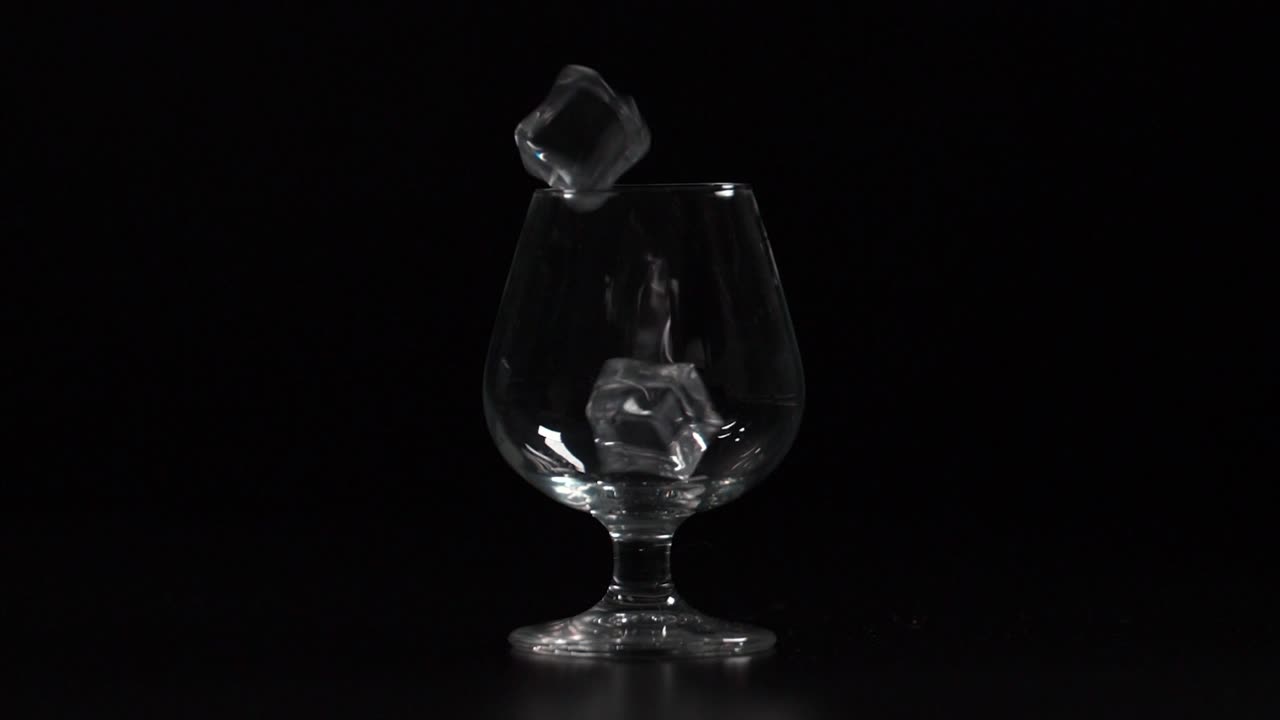 Droping Ice Blocks on glass Slow Motion 4K