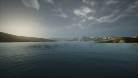 beautiful calm lake with sunset