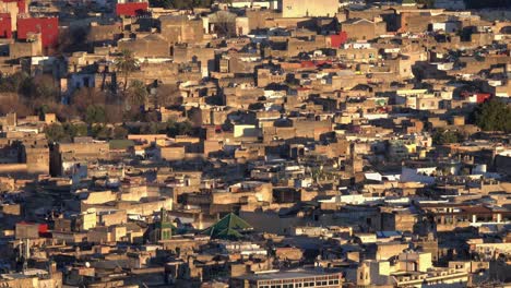 panorama of old medina in fes at sunset, morocco