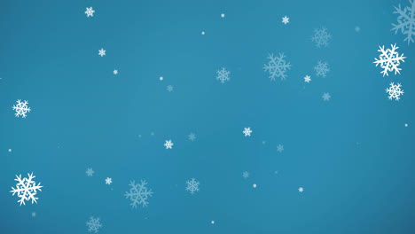 Animación-Del-Patrón-Navideño-De-Copo-De-Nieve-Sobre-Fondo-Azul