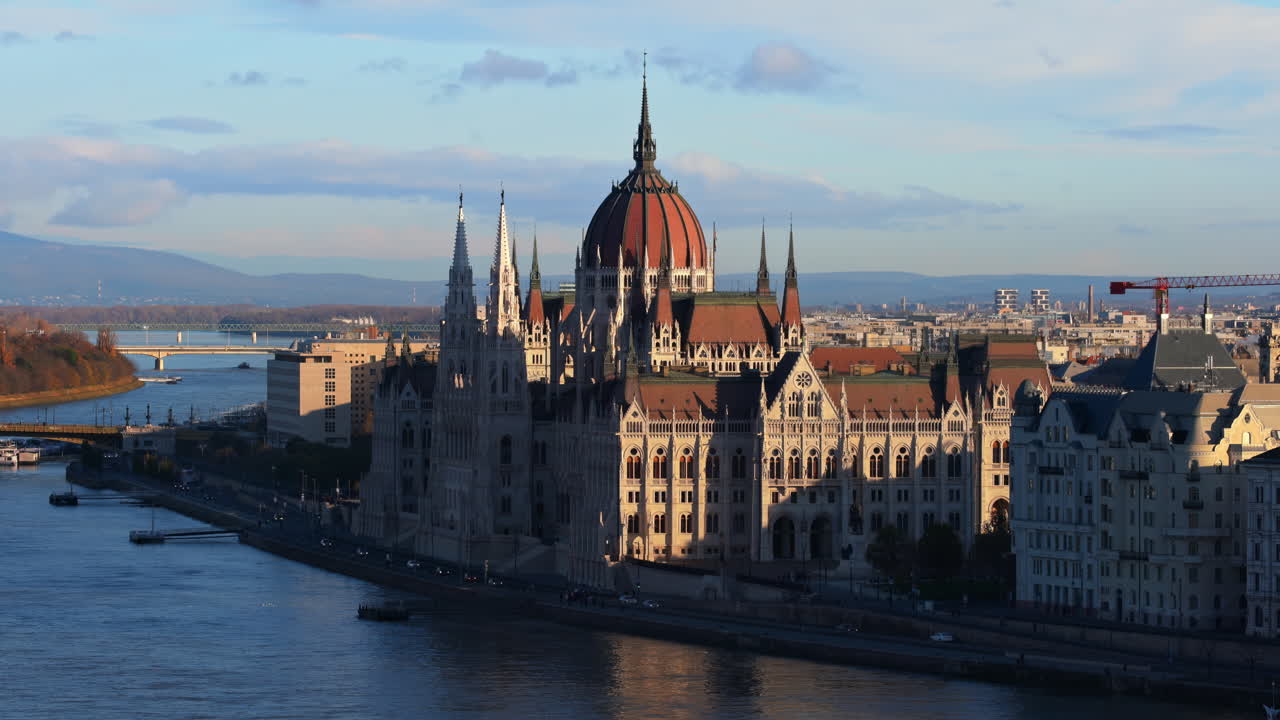 Hungarian Parliament building at sunset in Budapest