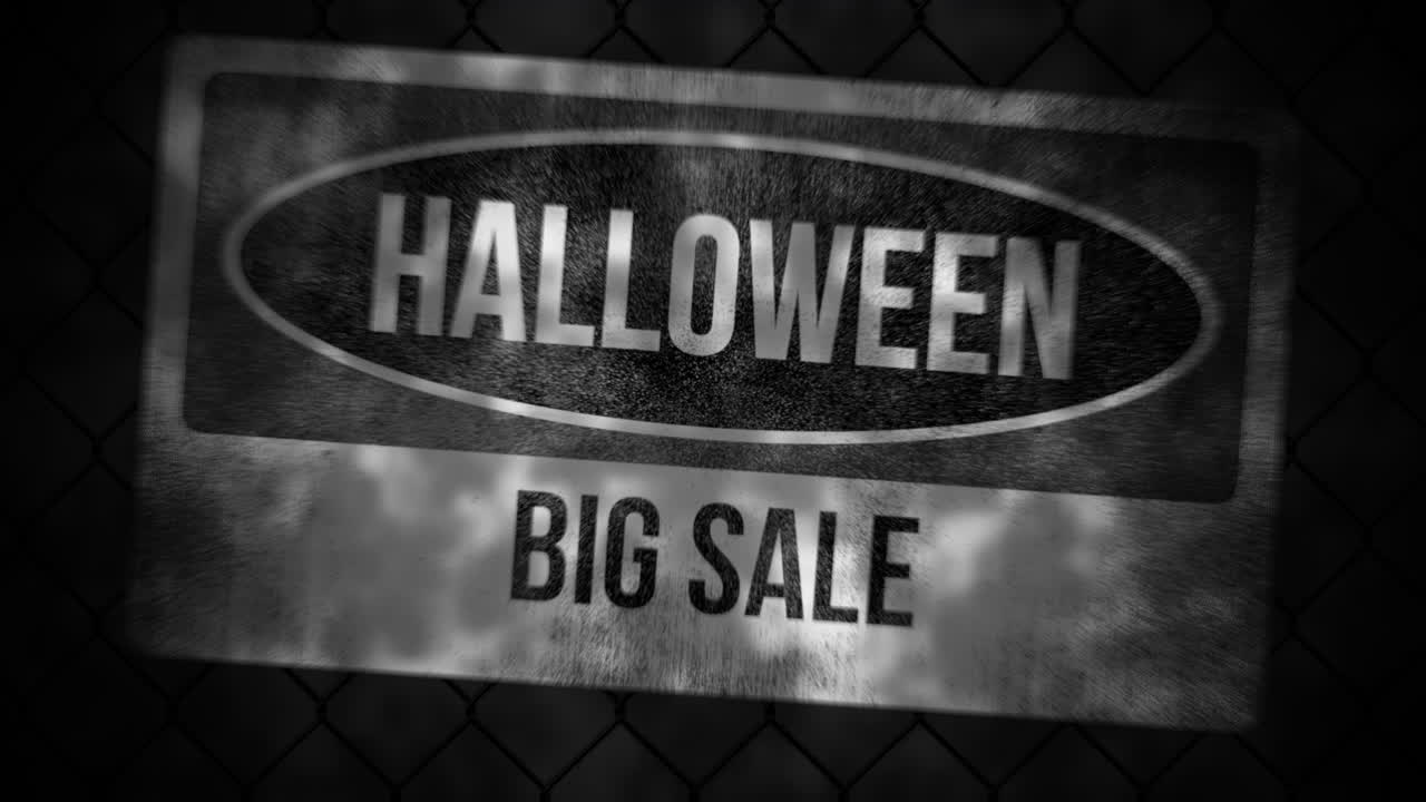 halloween y grandes ventas en el cartel de advertencia