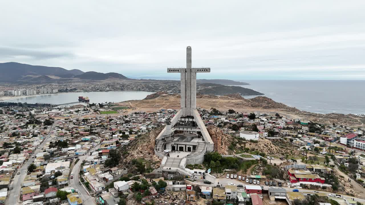 Aerial view of the Cross of the Third Millennium in Coquimbo, Chile