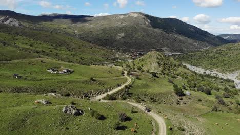 aerea dron balazo seguir off road coche country road mont asoleado