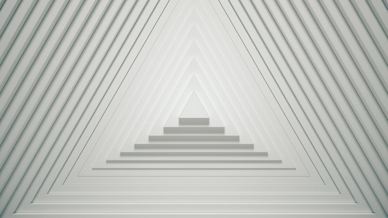 абстрактные треугольники с офсетным эффектом. анимация белых пустых треуголков. абстрактный фон для деловой презентации. бесшовный цикл 4k 3d render