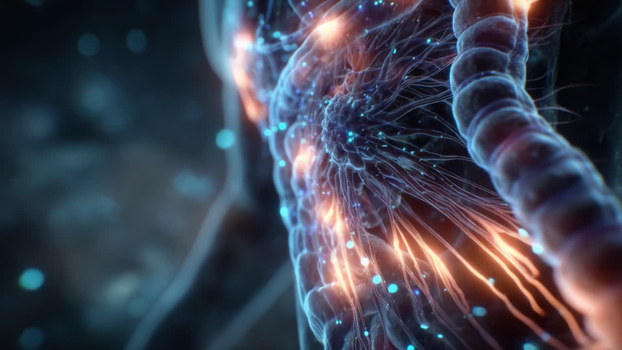 A Stunning Visualization of Neuronal Connections and Synaptic Activity, Showcasing the Intricate Web of Neural Networks within the Human Body