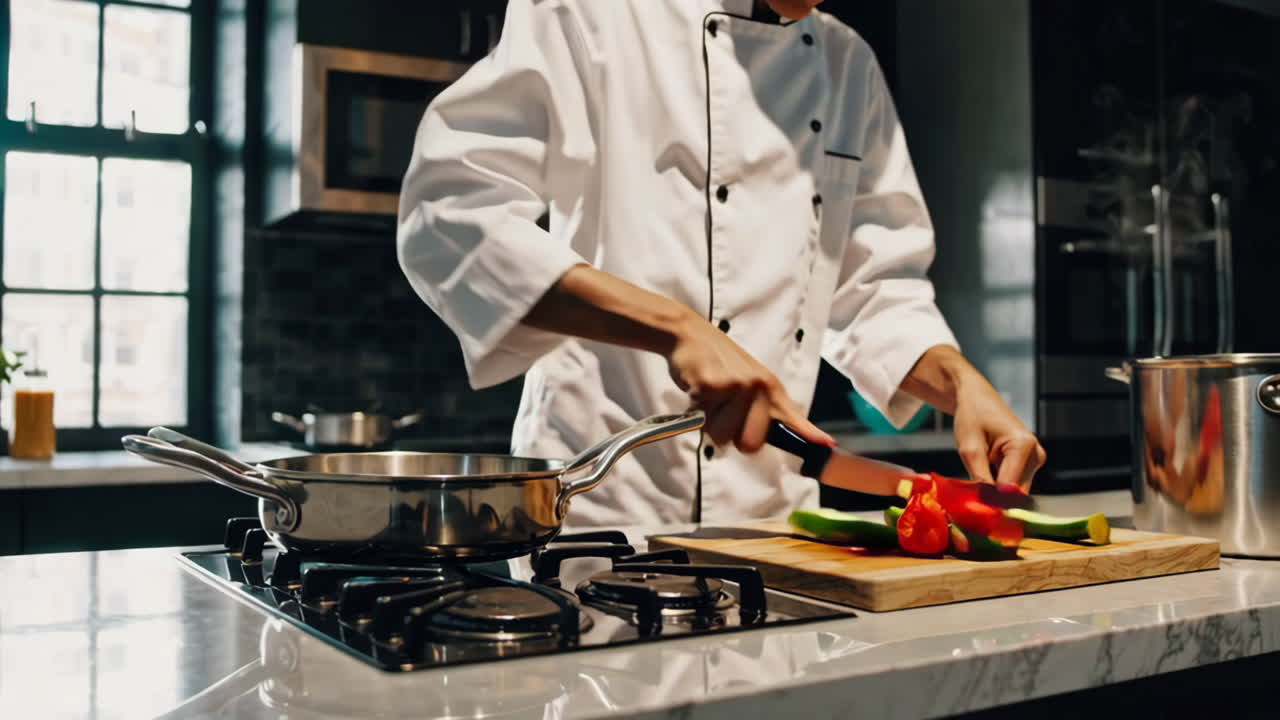 chef preparando verduras