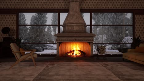 cozy winter living room by the fireplace