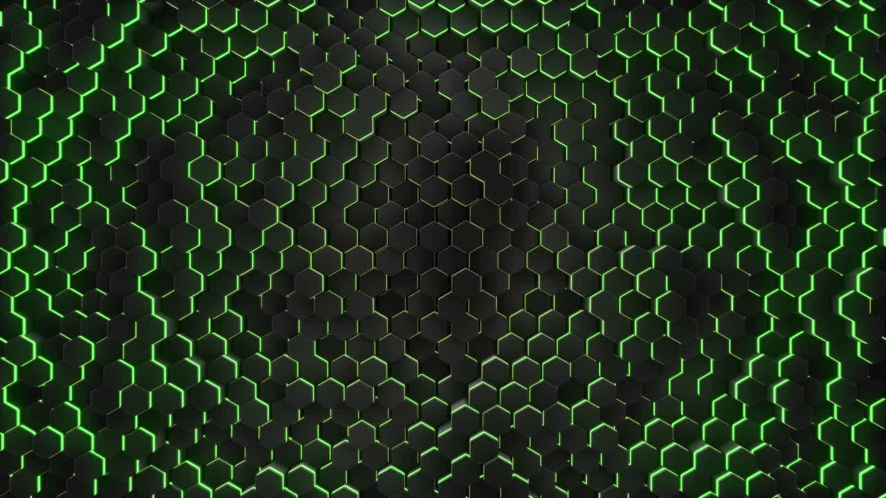 Abstract hexagon with neon geometry background