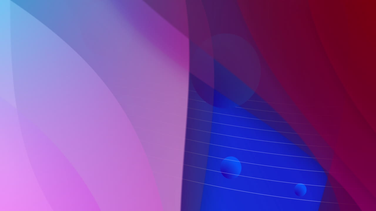 Animation of colourful shapes moving on blue background