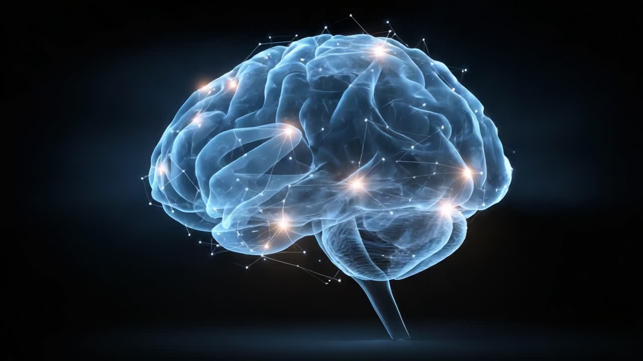Illuminated Brain Structure: A Visual Representation of Neural Connectivity and Advanced Cognitive Processes in a Digital Space