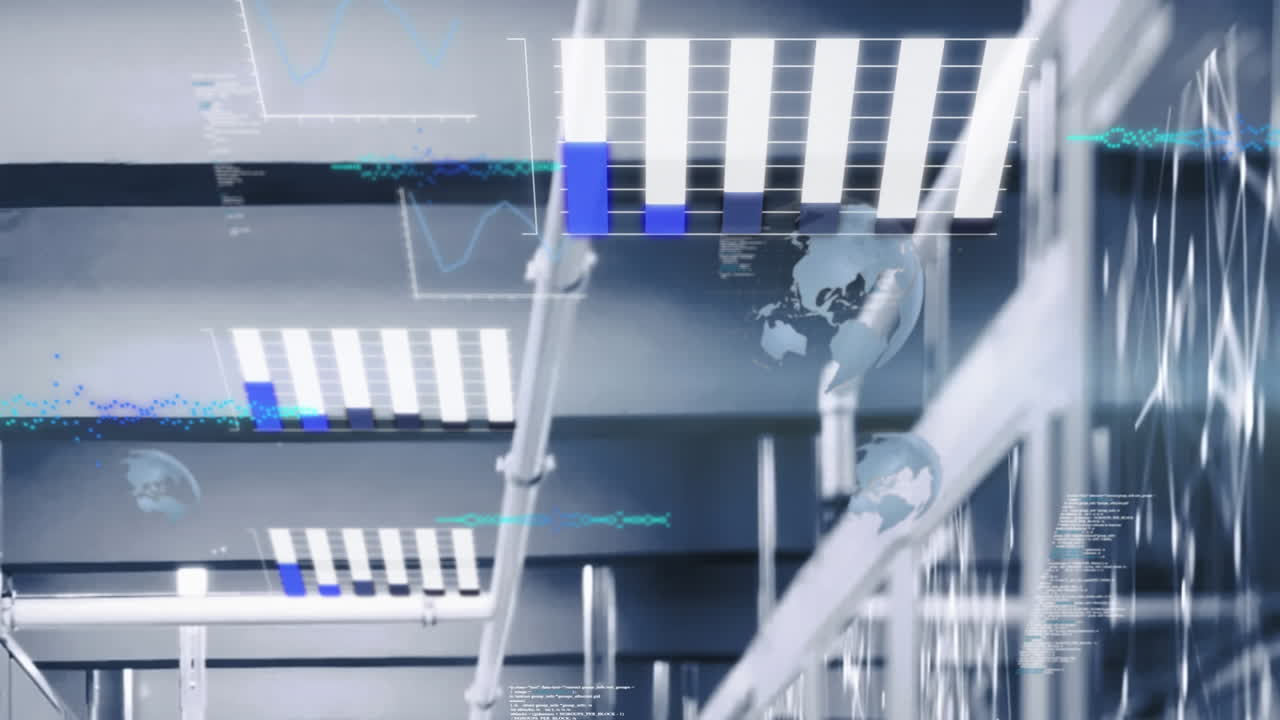 animación del procesamiento de datos financieros en la oficina