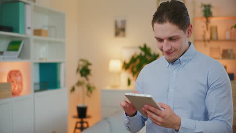 happy man shops online