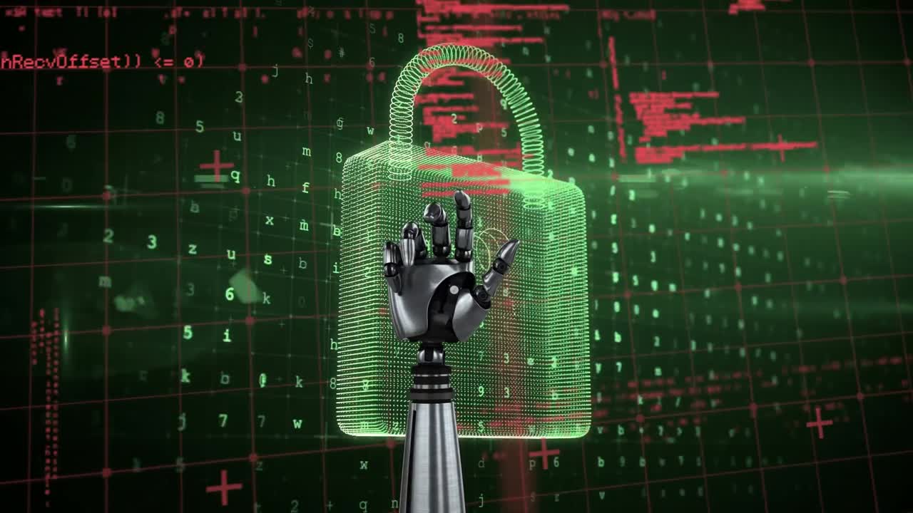 animación del brazo robótico sobre el candado y procesamiento de datos