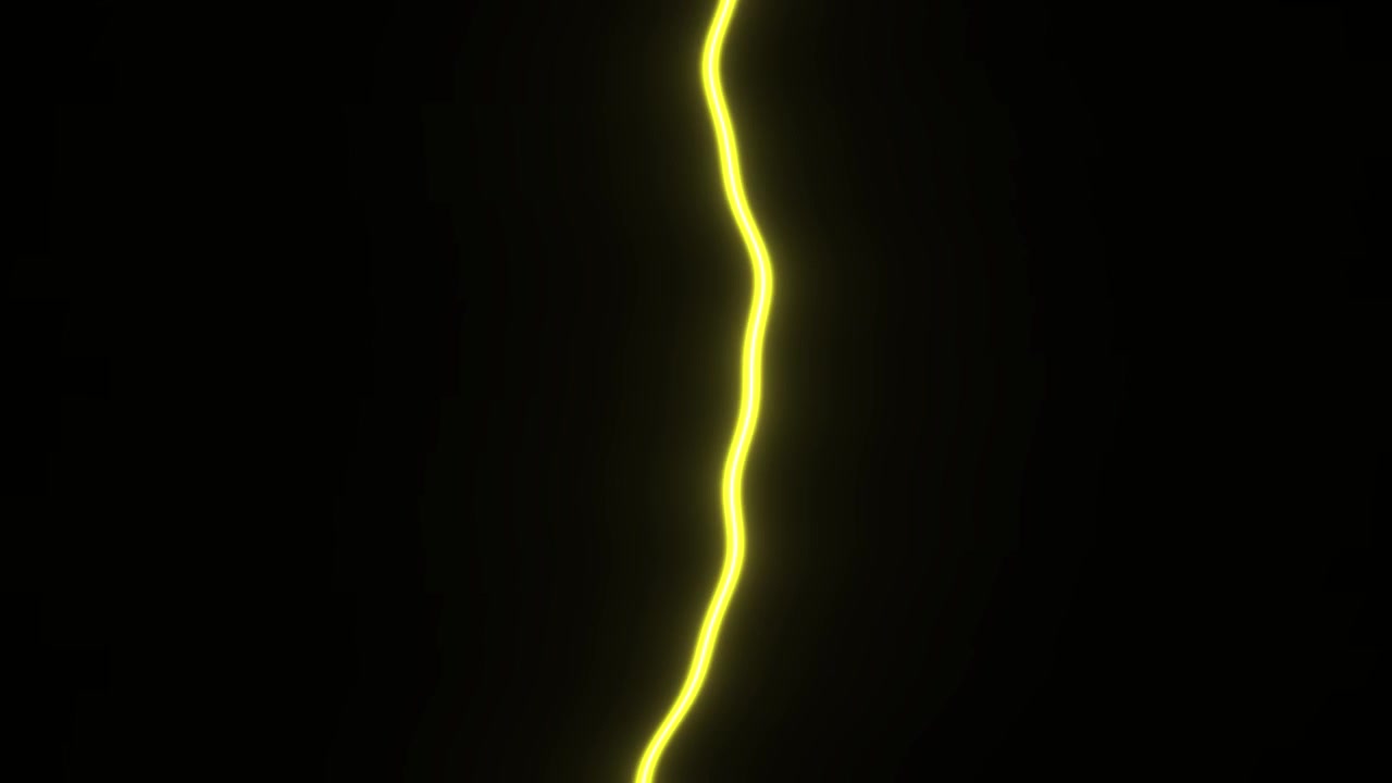Animación Dinámica de Líneas Onduladas Amarillo Neón sobre Fondo Negro