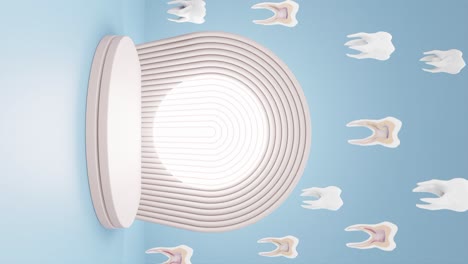 de un diente molar vertical girando en sección transversal que muestra el nervio en el estudio del dentista animación de renderización 3d, concepto de anatomía de la raíz dental