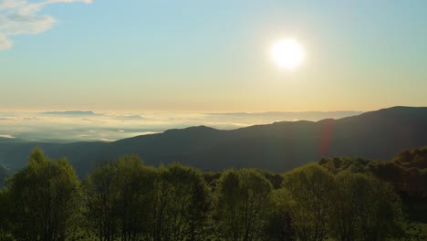 timelapse of sunrise over a highland plateau. beautiful landscape of nature.