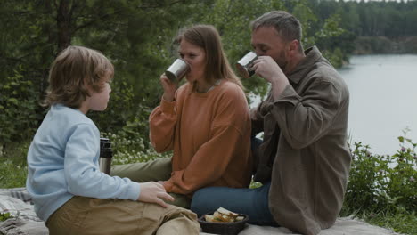 family picnic by the lake