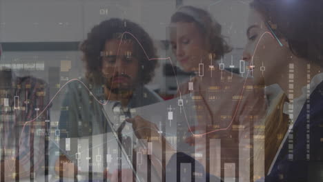 animation of data processing over diverse group of people