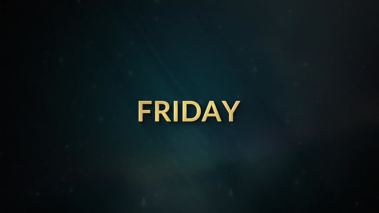 lujosa presentación de los días de la semana con movimiento en oro