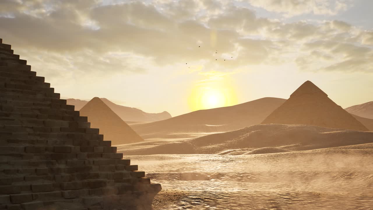 Majestic Pyramids at Sunset in the Sahara Desert