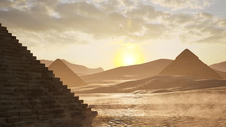 Majestic Pyramids at Sunset in the Sahara Desert