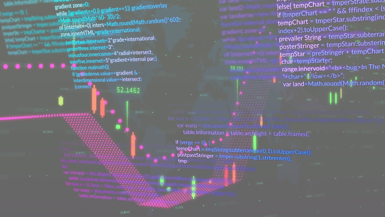 animación del procesamiento de datos sobre el mapa del mundo sobre fondo negro