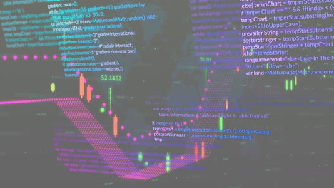 Animation of data processing over world map on black background