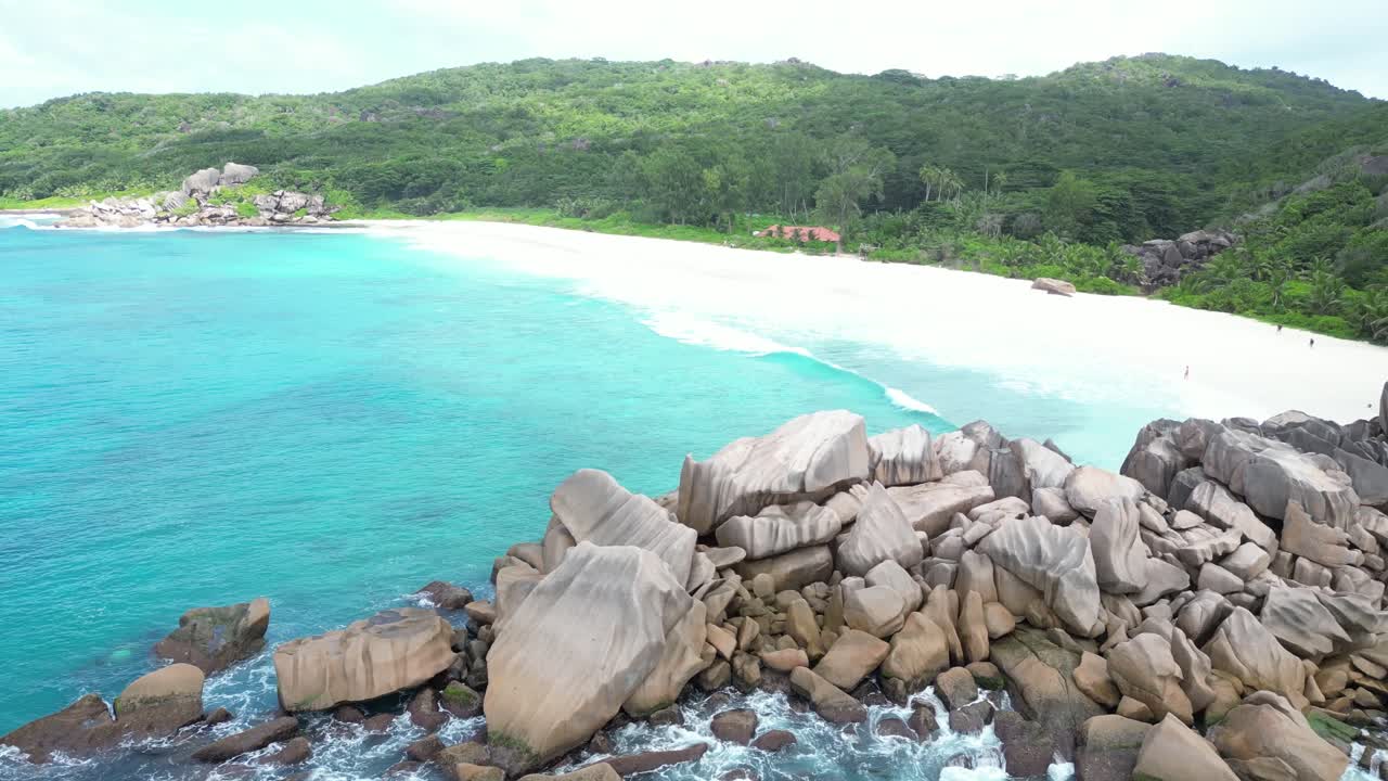 Aerial of La Digue Island, Seychelles archipelago Indian Ocean