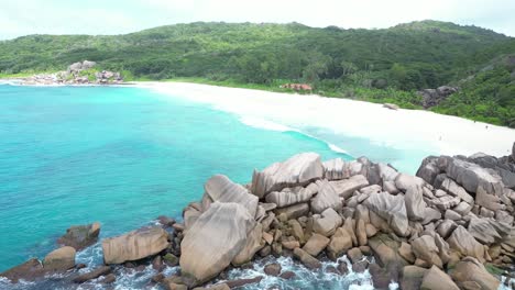 aerial of la digue island, seychelles archipelago indian ocean