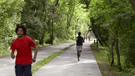 people running in a park